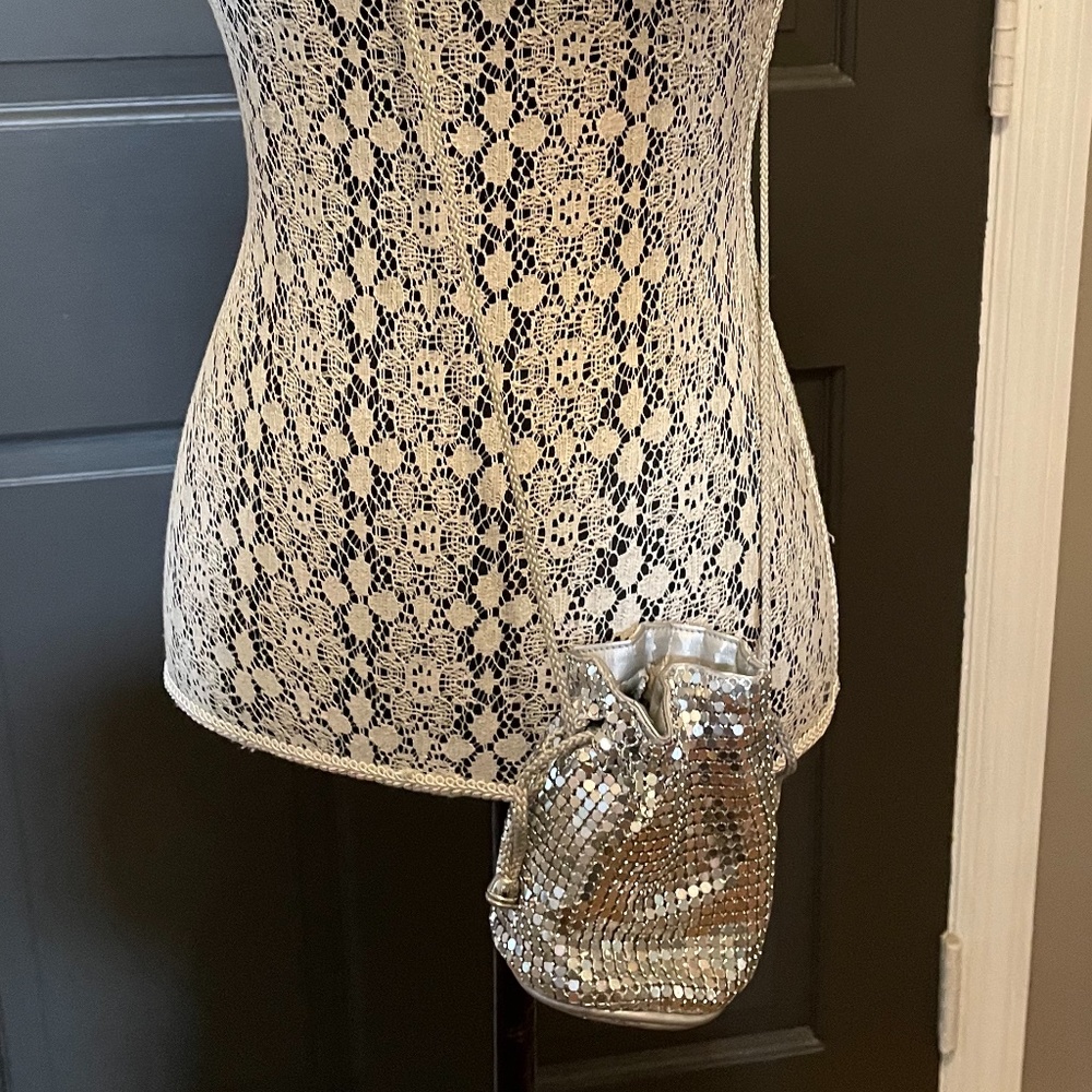 Silver metal mesh cocktail bag